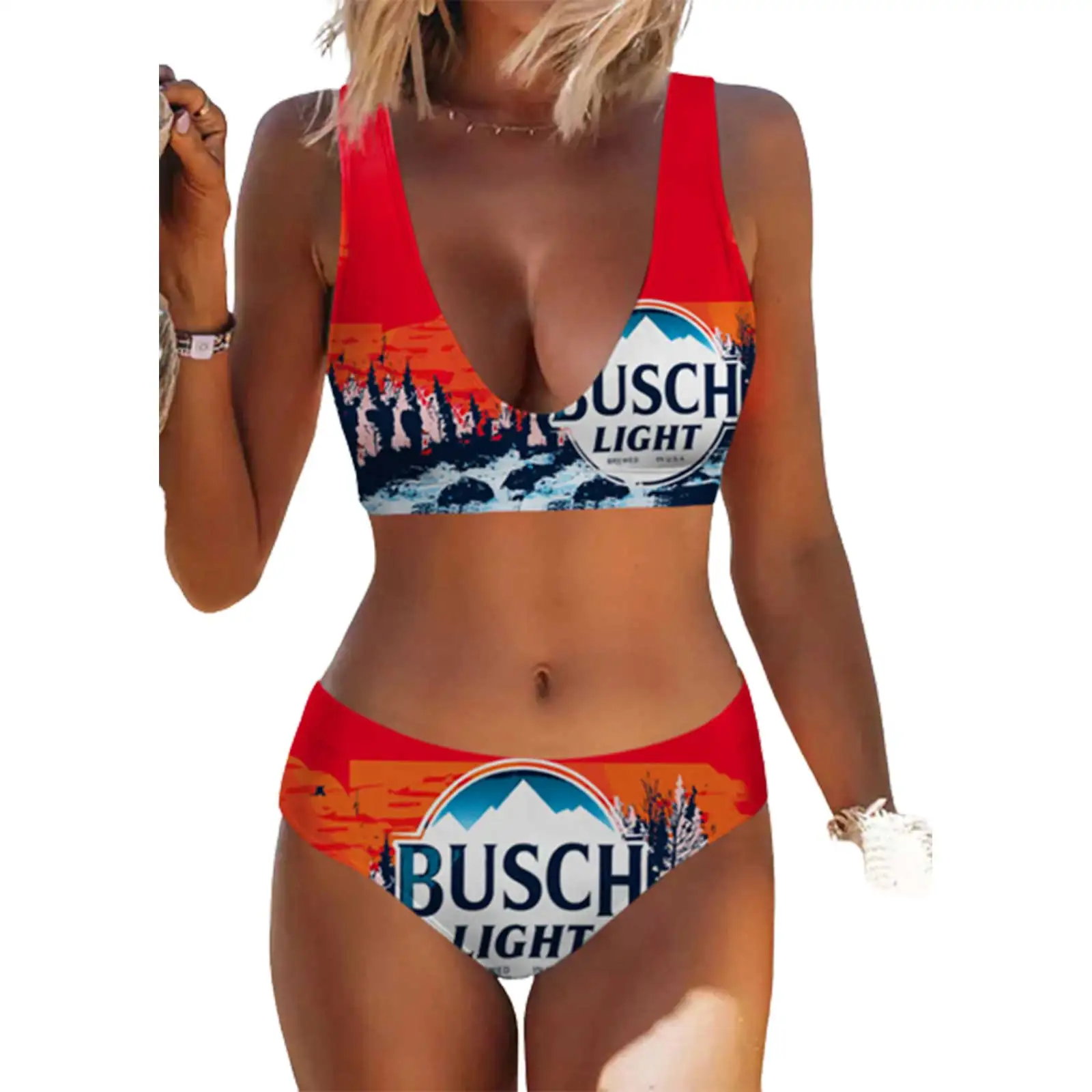 Sexy Drinks Letter Graphic Bikini Set Red Swimwear 2023 Bikinis Swimming Suit For Women Swimsuit Padded Push-up Bikini Set