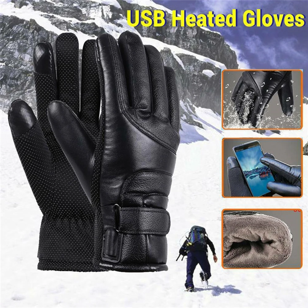 

Зимние мотоциклетные перчатки с электроподогревом, водонепроницаемые ветрозащитные велосипедные теплые перчатки с подогревом и питанием от USB для снегохода