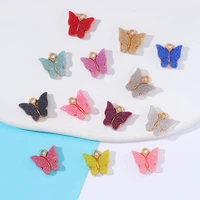 jq10pcs 1414mm colorful sparkling sequin butterfly charm animal pendants necklace keychain diy jewelry making craft accessories