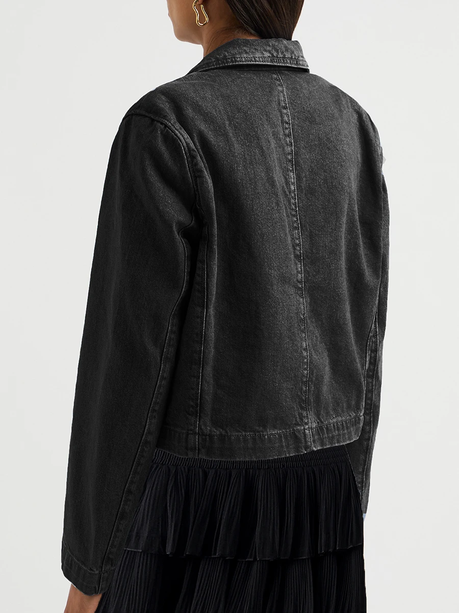 Женская джинсовая куртка однотонные джинсовые топы с лацканами и завязками