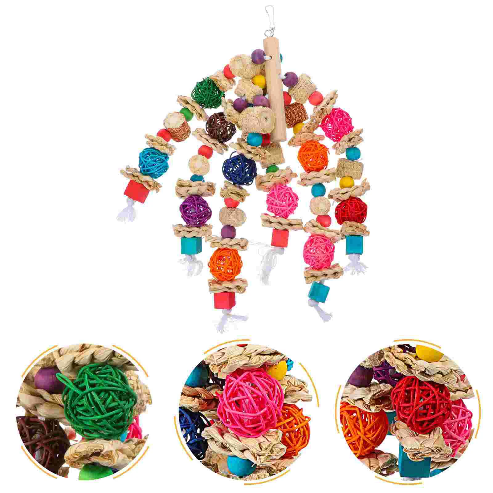 

Parrot Teething Hanging Bird Wood Chew Bird Cage Chewing Natural Bite