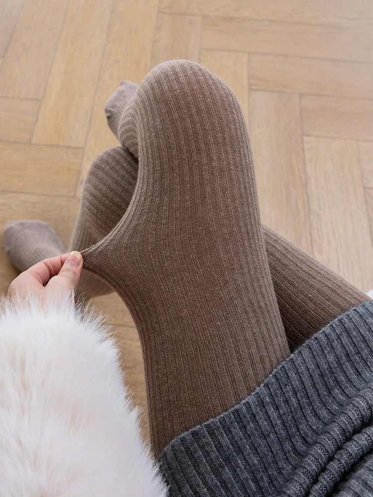 Японские модные вязаные шерстяные туфли на прямоугольном каблуке женские