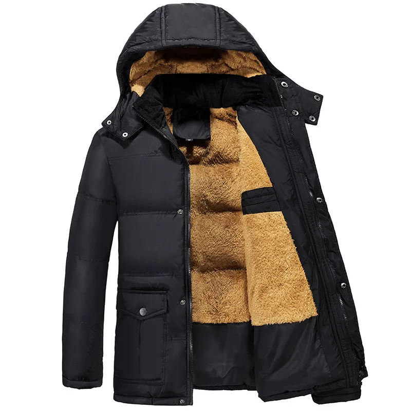Winter Thick Men Outdoor Parka Coat  Plus Size Fur Linner Warm Jacket Male Big Pockets Snow Windbreak Outwear Sport Parkas 5XL