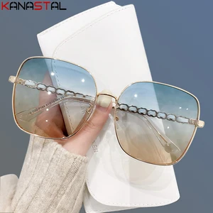 Women Trend Polarized Sunglasses Men Gradient Design Sun Glasses Metal Eyeglasses Frame Travel Sunsc in Pakistan