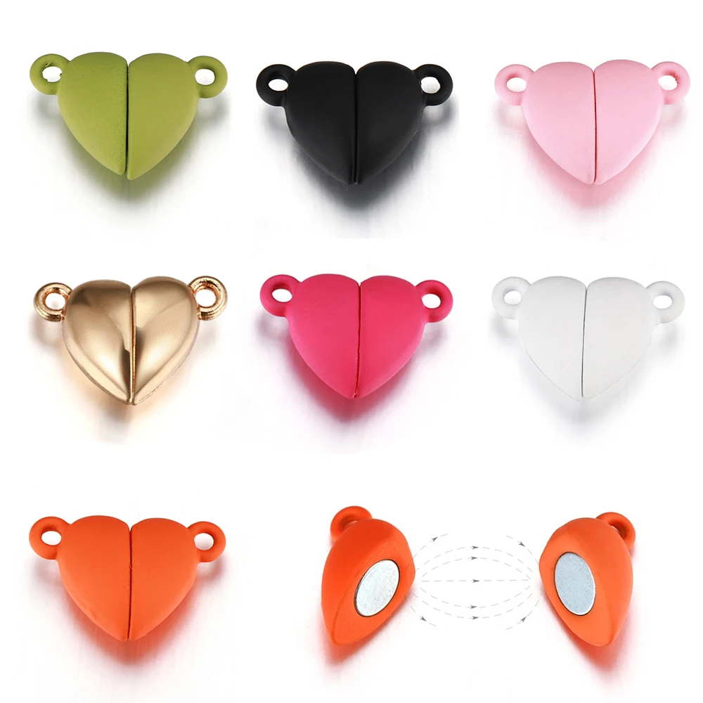 

5pcs Magnetic Clasp Love Heart Buckle Bracelets Chain End Closure Connector Accessories for Jewelry Making Diy Couple Necklace