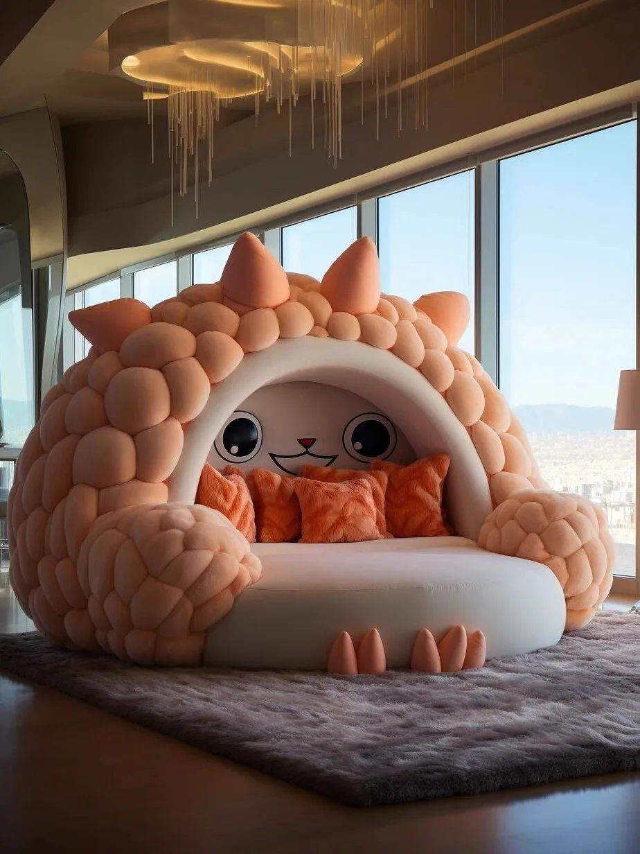 Круглая многофункциональная детская тканевая кукольная кровать monster