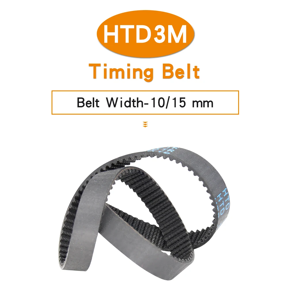 

Synchronous Belt HTD3M-603/606/609/612/615/624/633/639/648/654/657 RubberTransmission Belt Width 10/15mm For 3M Aluminium Pulley