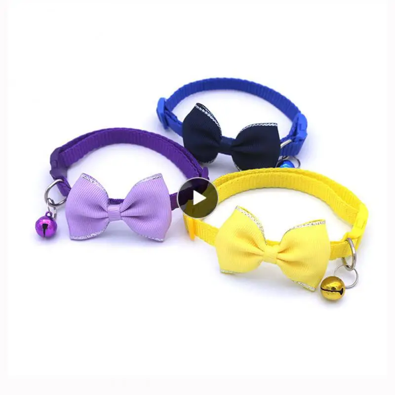 

С колокольчиком, регулируемые ошейники для кошек, разноцветные товары для домашних животных, милый кулон для кошек