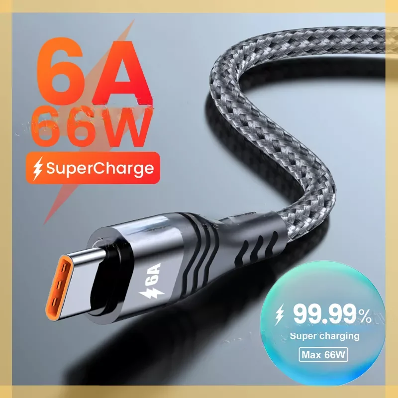 

USB Type C 6A 66W SCP Mate 40 Pro 5A Fast Charging USB C Charger Data Cord 1/2/3M