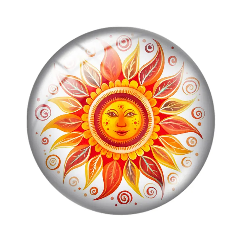 Фото Стеклянные кабошоны Mandala Sun 12/18/20/25 мм для браслетов, подвесок, колец, демонстрационных серег, фурнитура для изготовления украшений №2