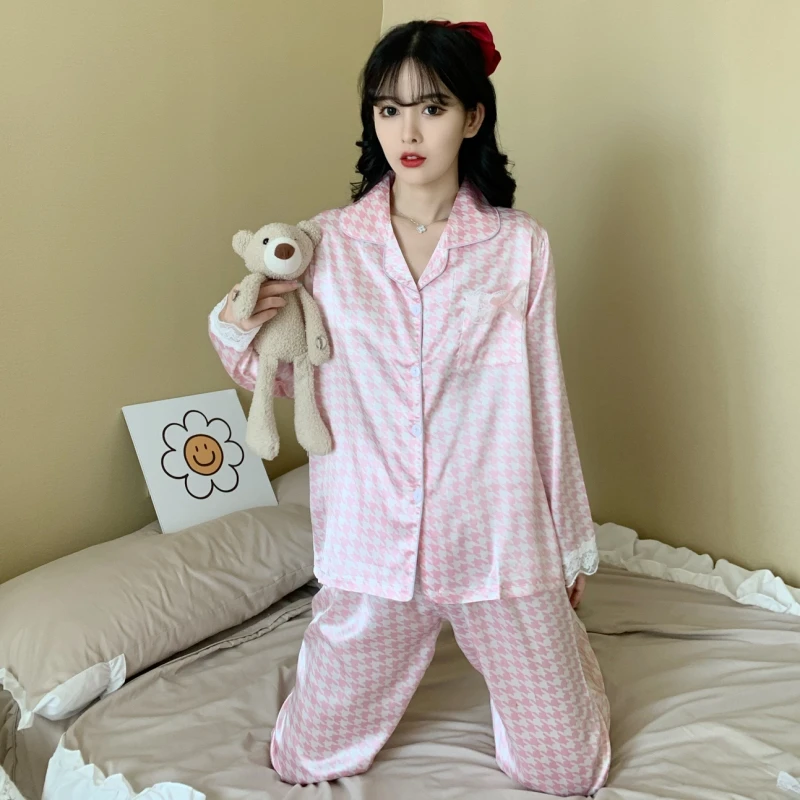 Женские пижамные комплекты летнее Атласное Белье для сна сексуальное белье