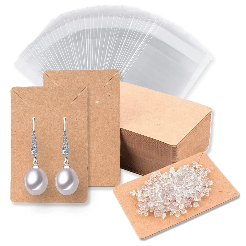 

L21E 480Pcs Earring Display Cards 120 Pcs Earring Holder Cards 240 Pcs Earring Backs