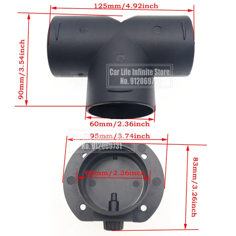 Т-образный выходной разъем Соединительная труба для воздуховода и клапана