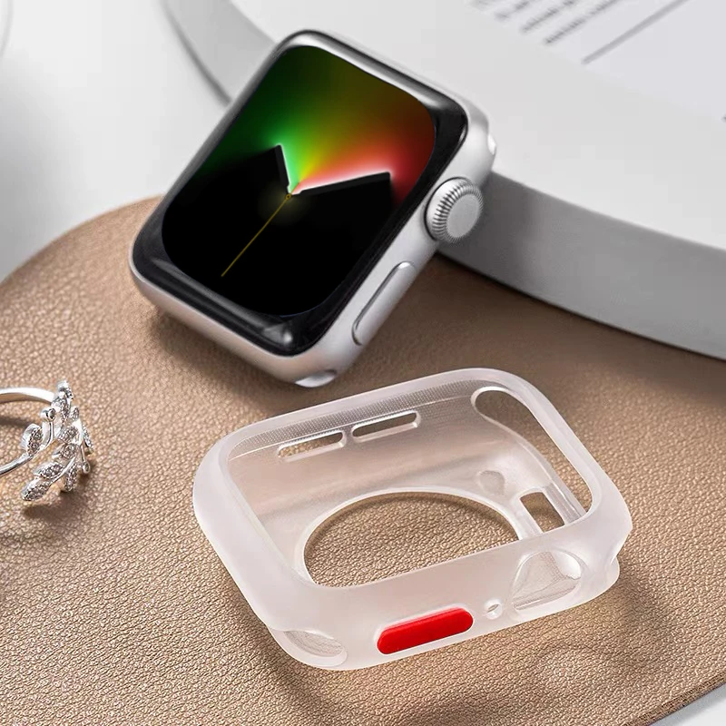 Rubber Case for Apple Watch Series 8 7 se 6 5 44mm 41mm 45mm Bezel Soft Silicone Protector Accessories for iWatch 42mm 38mm 40mm