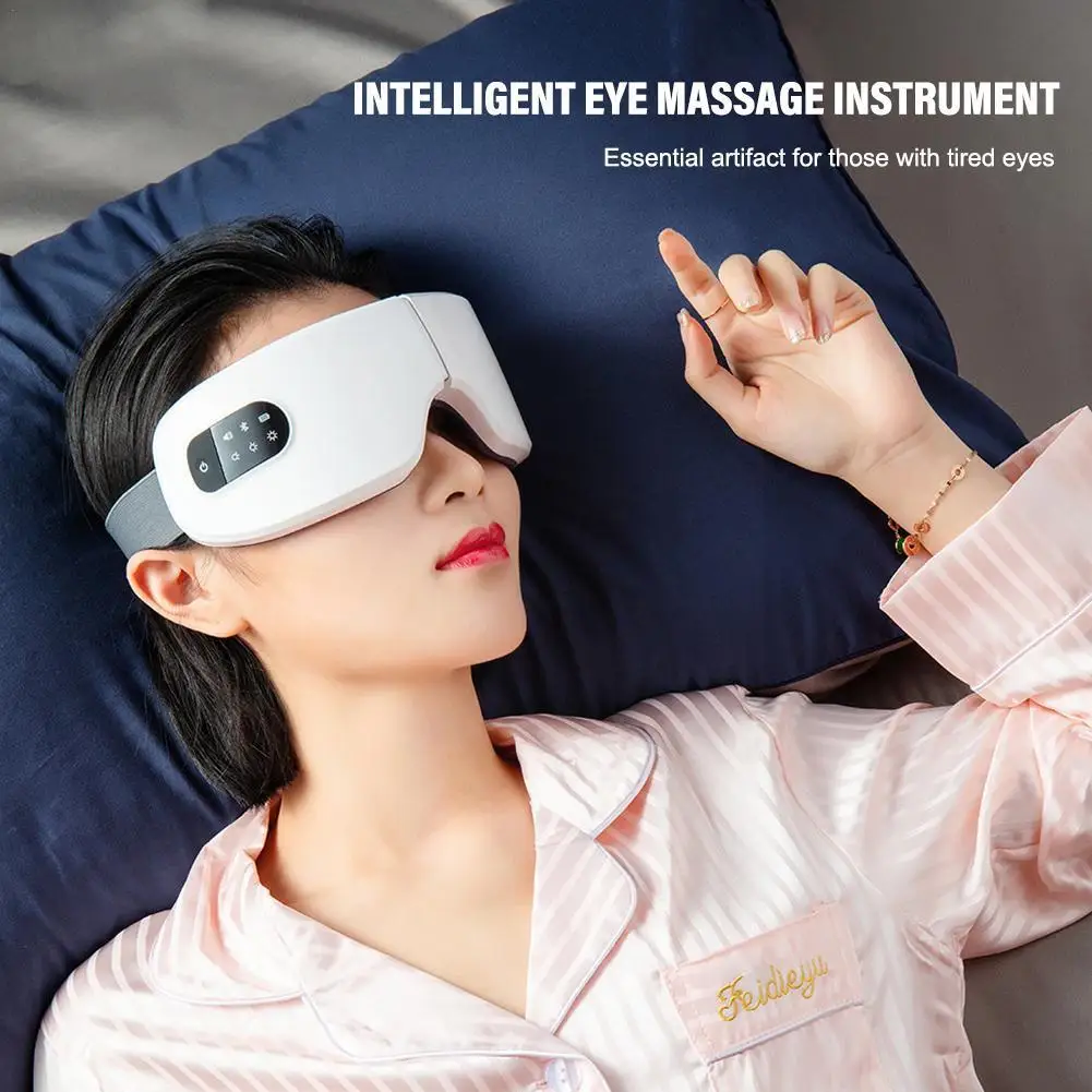 

New Heating Eye Massager With Vibration Bluetooth Music Smart Massage For Eye Fatigue Strain Migraines Relief Improve Sleep W2Q0