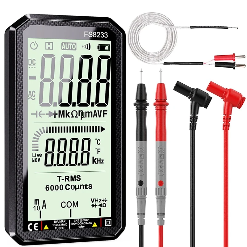 

Digital Multimeter Automatic Ranging Voltmeter Full Screen 4.7 Inches TRMS 6000 Counting Multimeter Tester, Capacitance