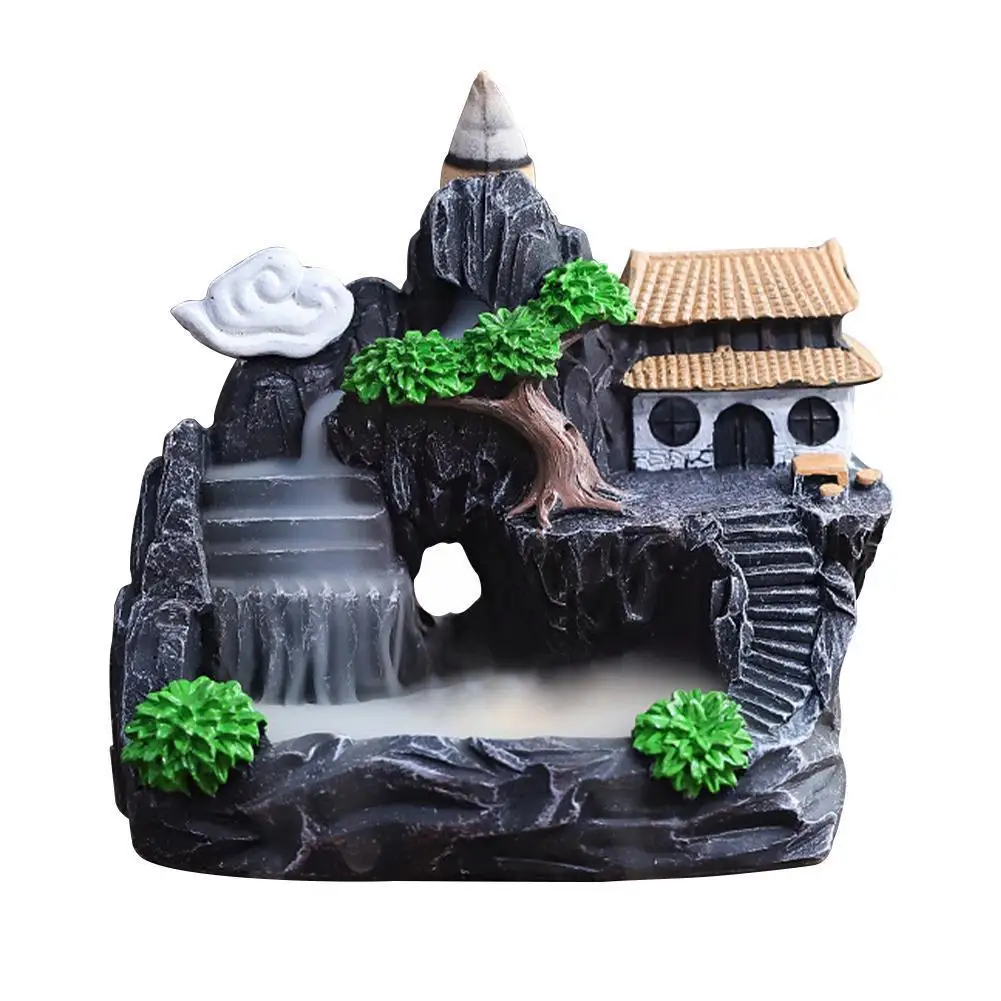 Waterfall Incense Handcrafted Resin Ceramic Backflow Incense Holder Fountain Backflow Incense Cones For Home Office Decor C8N1