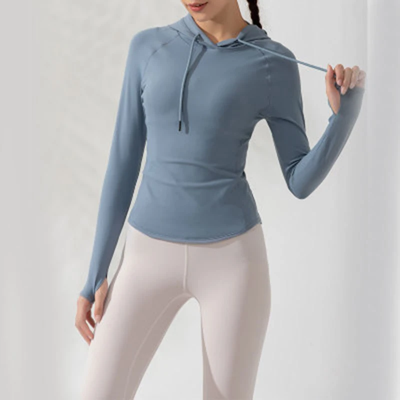 

Running Jacket Hooded Gym Sport Sweatshirts Women Quick Dry Jogger Fitness Hoodie Long Sleeve Yoga Shirts Pullover Clothing