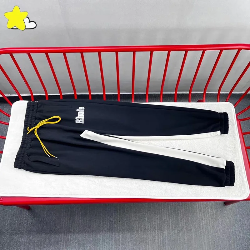 

Мужские и женские повседневные Модные хлопковые брюки в стиле пэчворк, брюки для бега, свободные вышитые тренировочные брюки в стиле ревеня, черные штаны с бирками