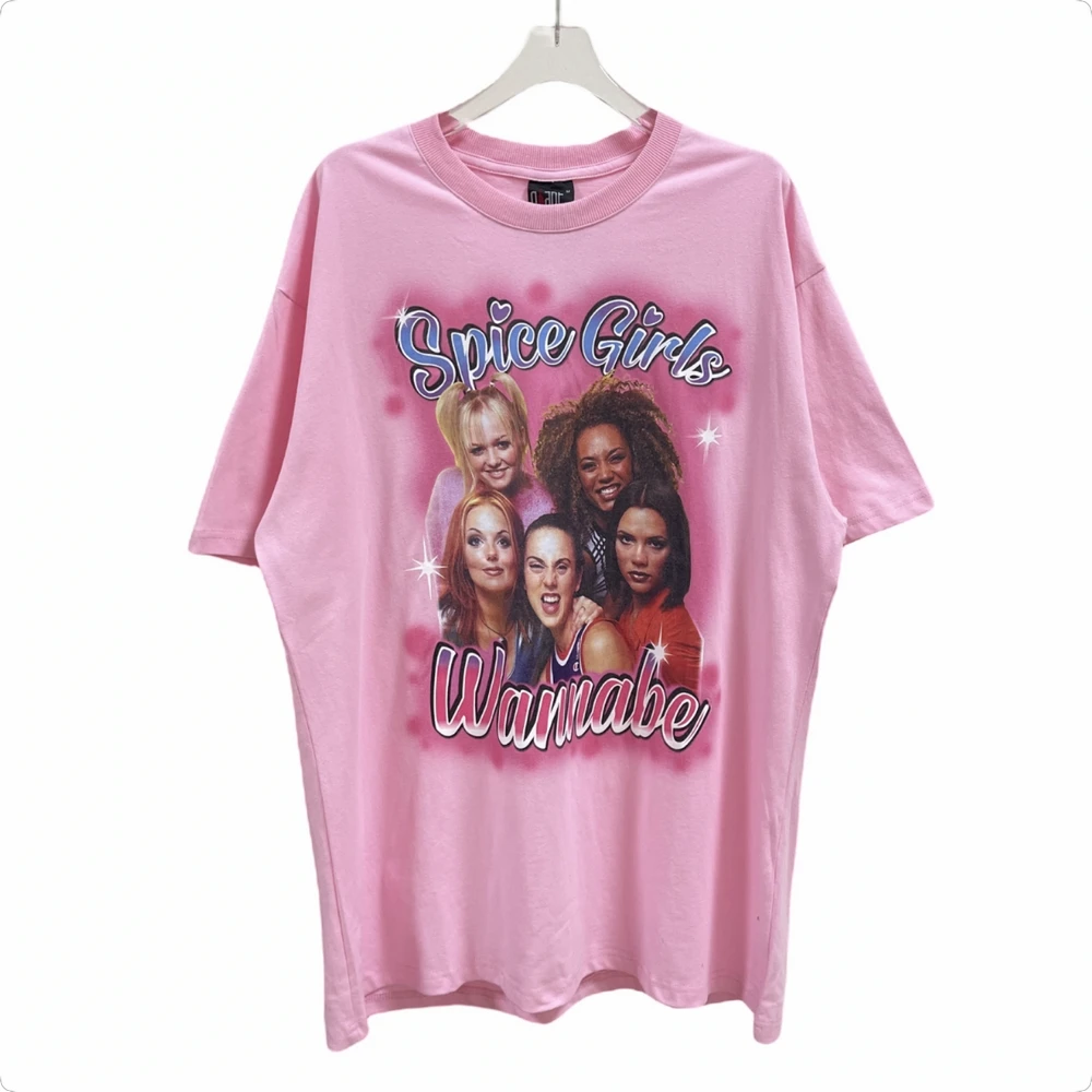 

Vintage Figure Print Pink Short Sleeve High Street Casual Loose Women's Short Sleeve