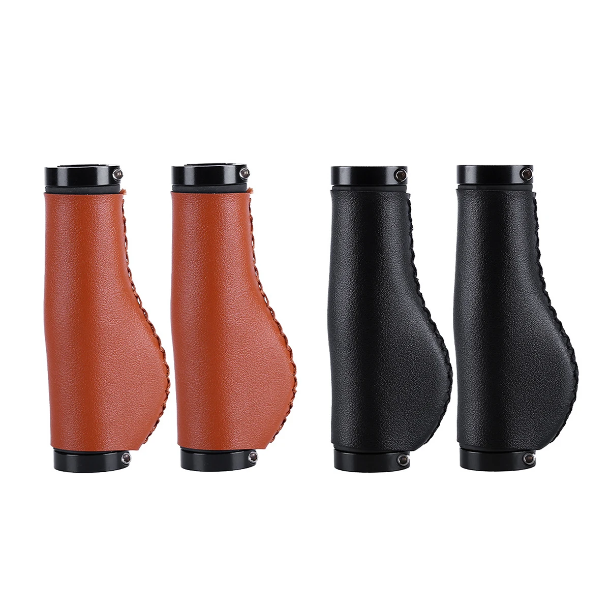 

2pcs/lot Bicycle Handlebar PU Leather Steering Wheel Bicycle Lock on Vintage Alloy Grip for Household Bicycle and Tourist Bike