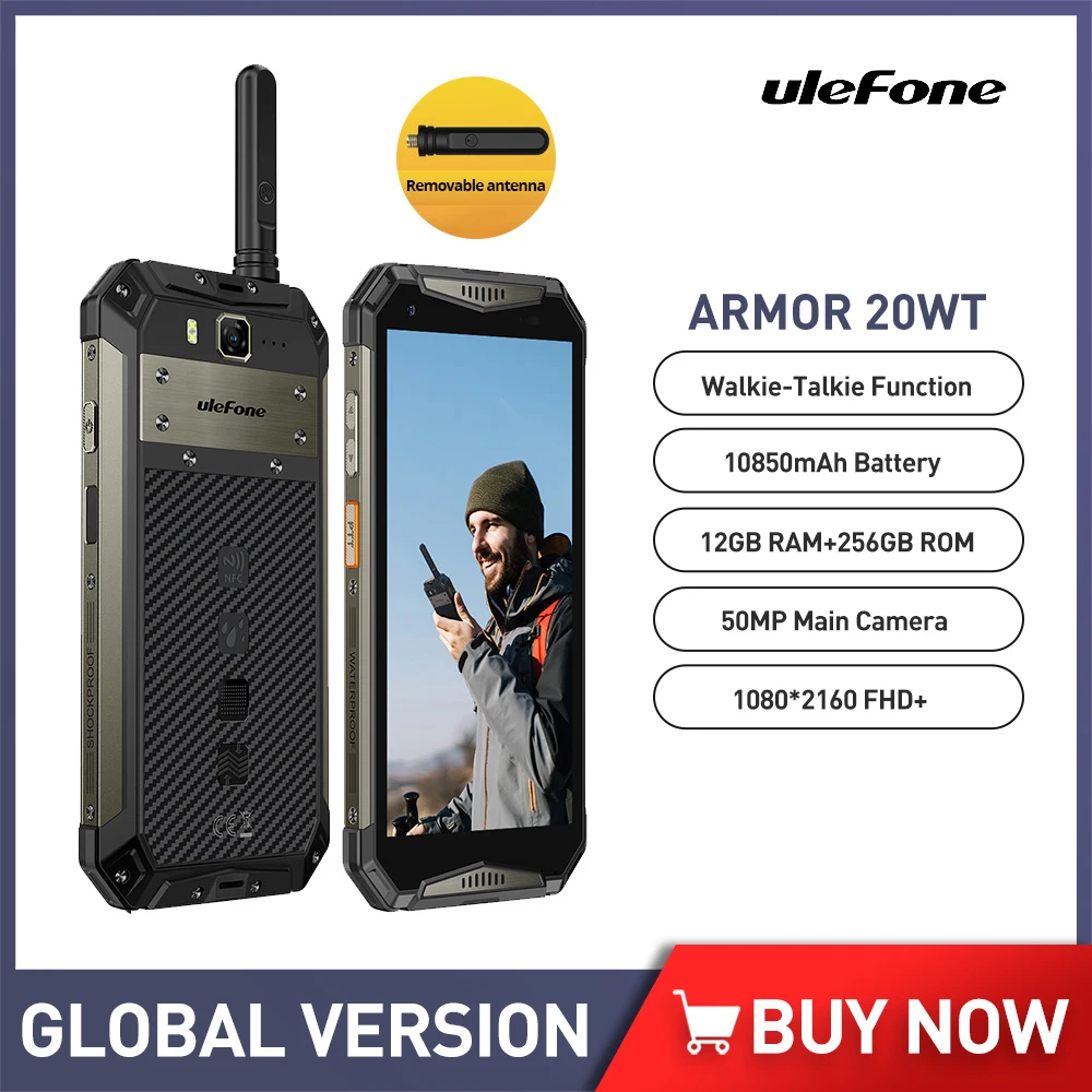 Ulefone Armor 20WT DMR Walkie-Talkie Smartphone Rugged Waterproof 10850mAh Mobile Phones 20GB+256GB Android Phone