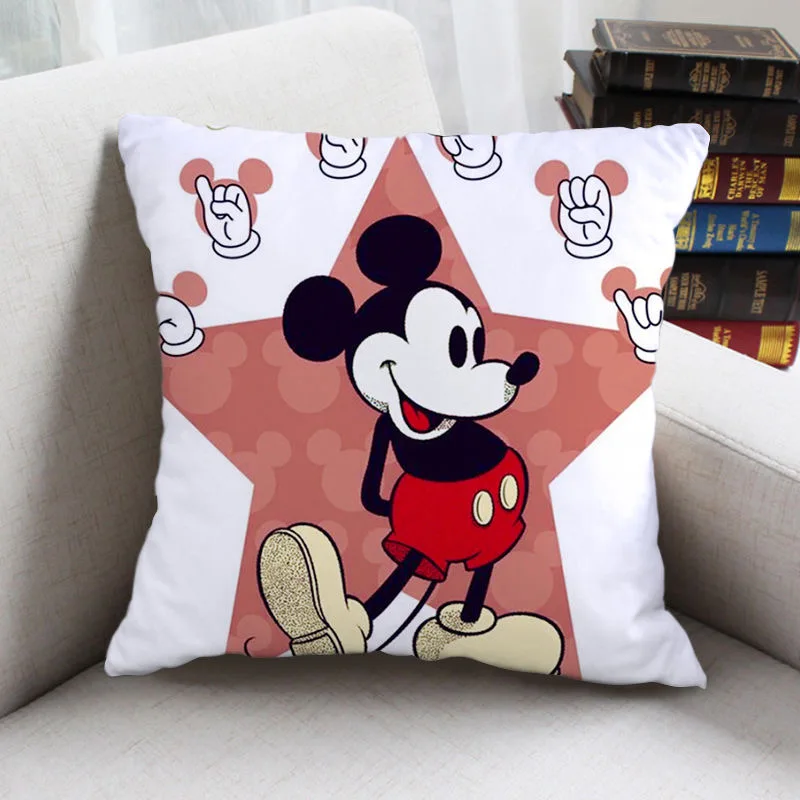

Disney Mickey Minnie Mouse Pillowsham Soft CartoonBoys Girls Pillowcases Decorative Cushion Cover 40x40 cm on Bed Sofa