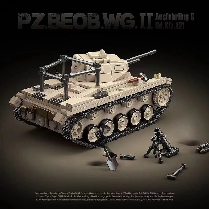 Фото 858 шт. PZ.BEOB.WG.II Строительные блоки Второй мировой войны Классическое военное армейское оружие Модель автомобиля Кирпичи Игрушки для детей Подарок для взрослых №1