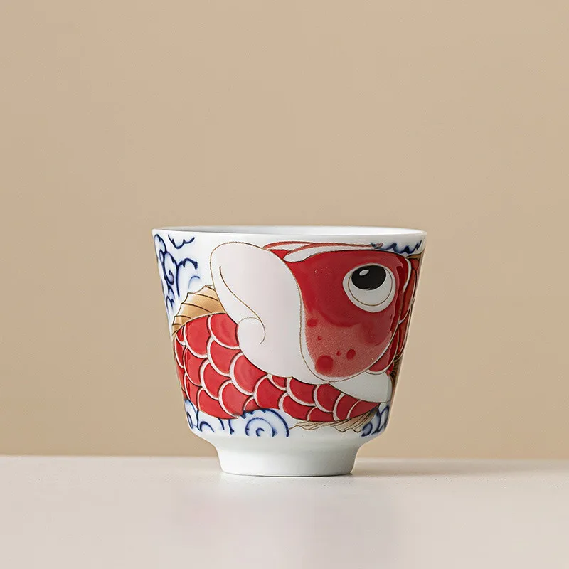 Китайская винтажная фарфоровая чашка с рыбой-драконом RI ONIY TEASET
