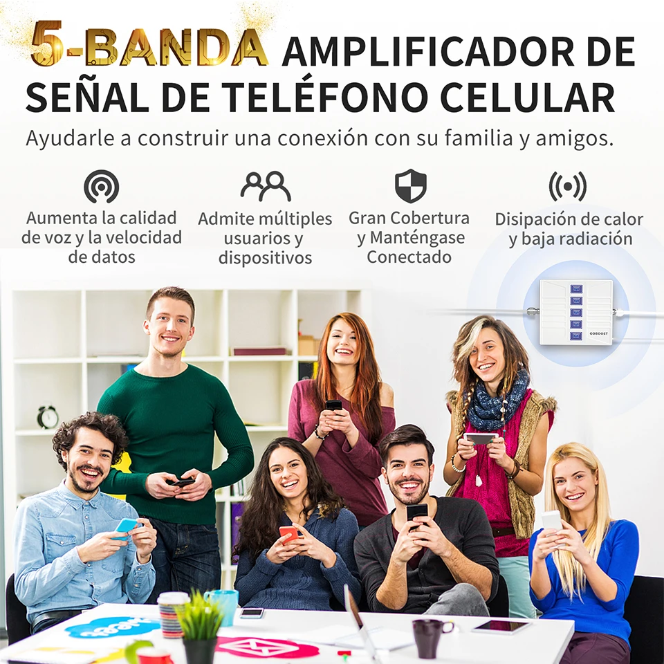 5-полосный сотовый усилитель GOBOOST B28 800 900 1800 2100 2600 МГц сигнала GSM 2G 3G LTE 4G