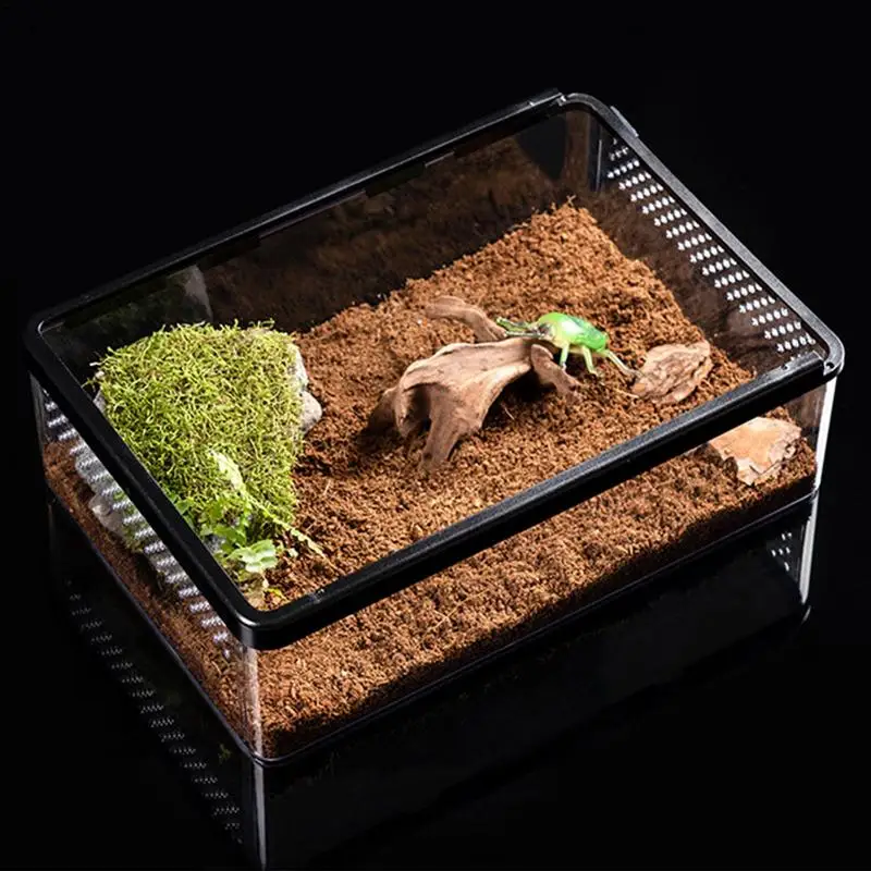 

Reptile Feeding Box Breathable Lizard Breeding Case Container With Locks Transparent Anti Escape Pet House For Beetles Spiders