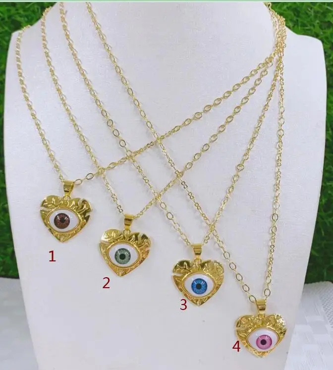 

1 Pcs Resin heart Evil Eye Pendant Necklaces For Women Jewelry Colored Eyelash Turkish Blue Eye Sweater Clavicle Chain fdg4s