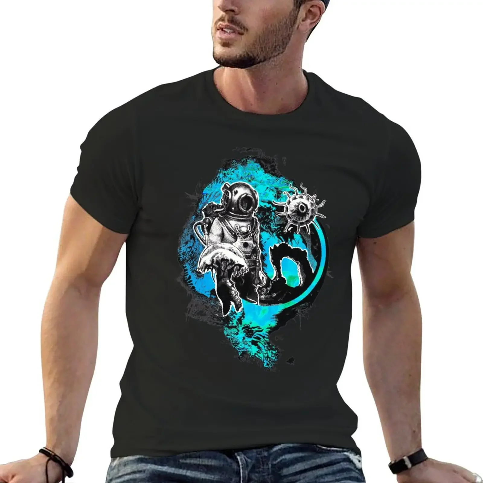 As Jules Verne did T-Shirt blacks plus size tops clothes shirts graphic tees fruit of the loom mens t