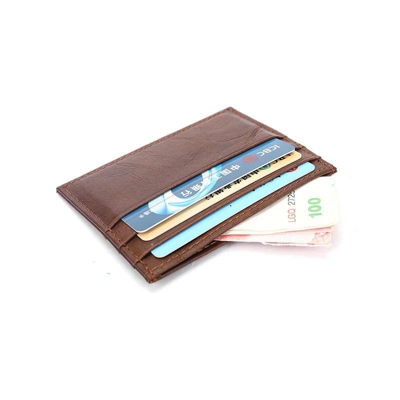 Vintage Cow Leather Credit Card Holder Driving License Bag Coin Purse Short Wallet Bank Card Cover Ultra-thin Small Card Case