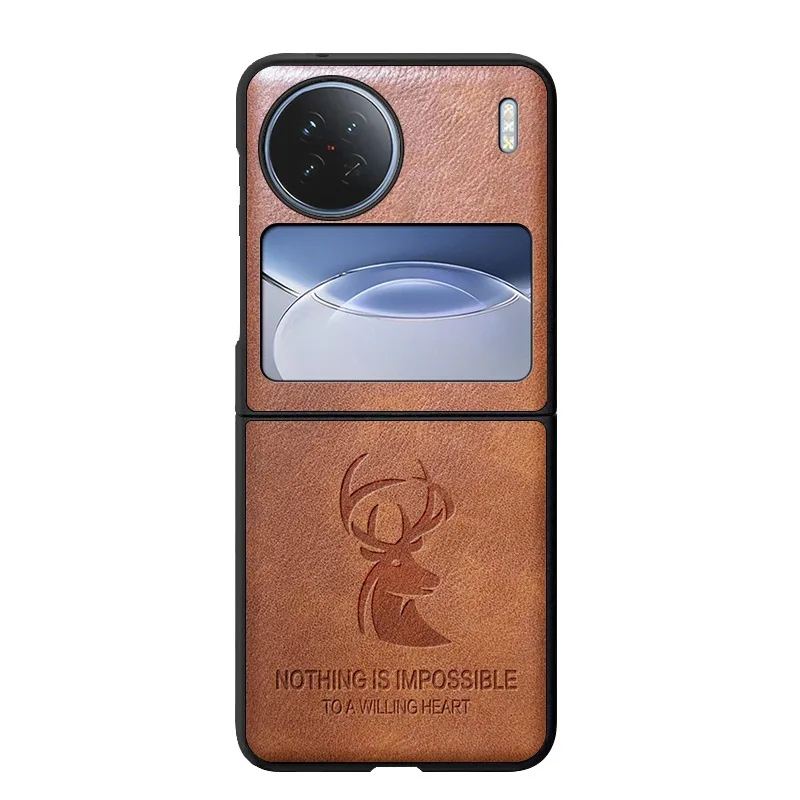 Retro Genuine Leather Funda Phone Case For VIVO X Flip Vintage Classic Elk Deer Head Pattern Protective Armor Folding Cover