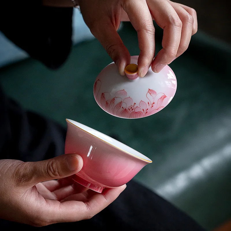 Ручная роспись порошка Charge с двумя крышками керамическая чаша для румян