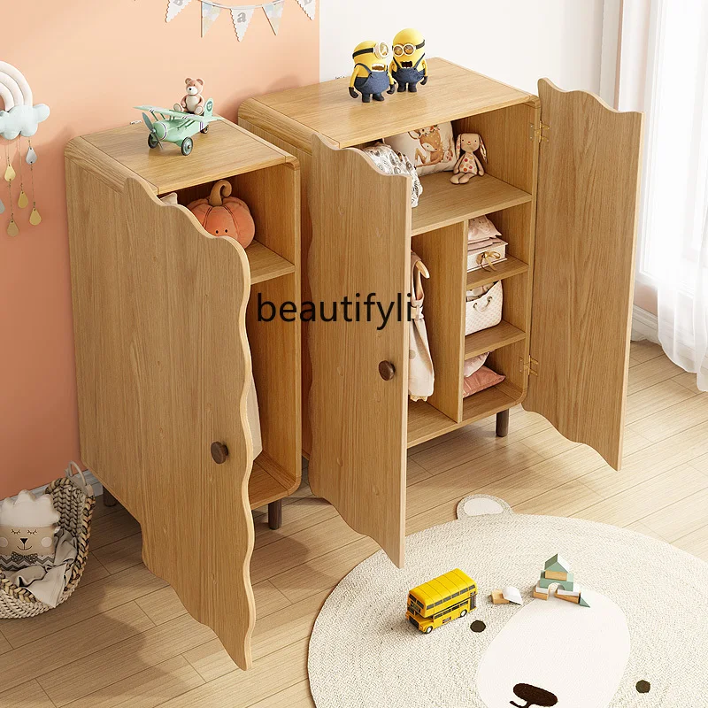 

CXH Storage Wardrobe Student Household Bedroom Baby Little Closet Low Cabinet Solid Wood Leg Biscuit Cabinet