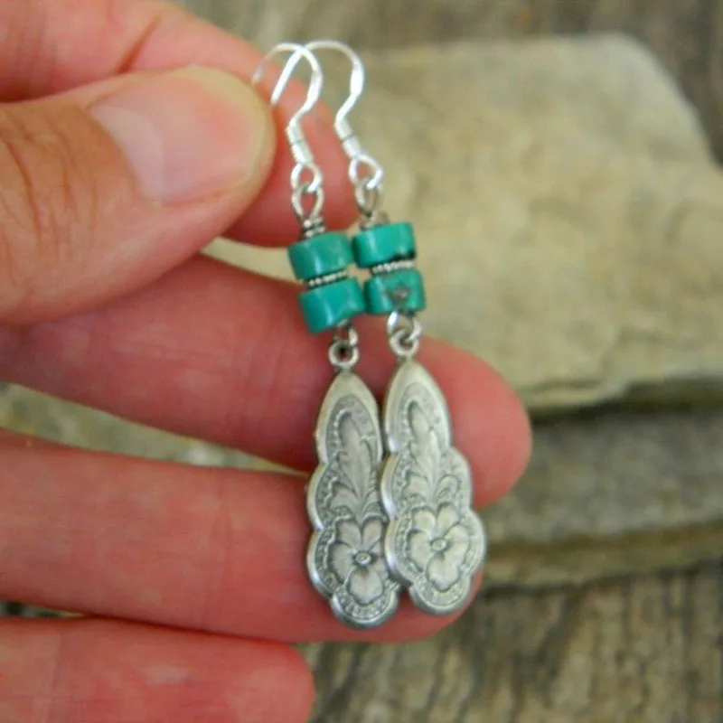 

Bohemian blue stone Earrings Jewelry Southwestern Style Cowgirl Unique Dangle Earrings Bohemian Jewelry Western Boho