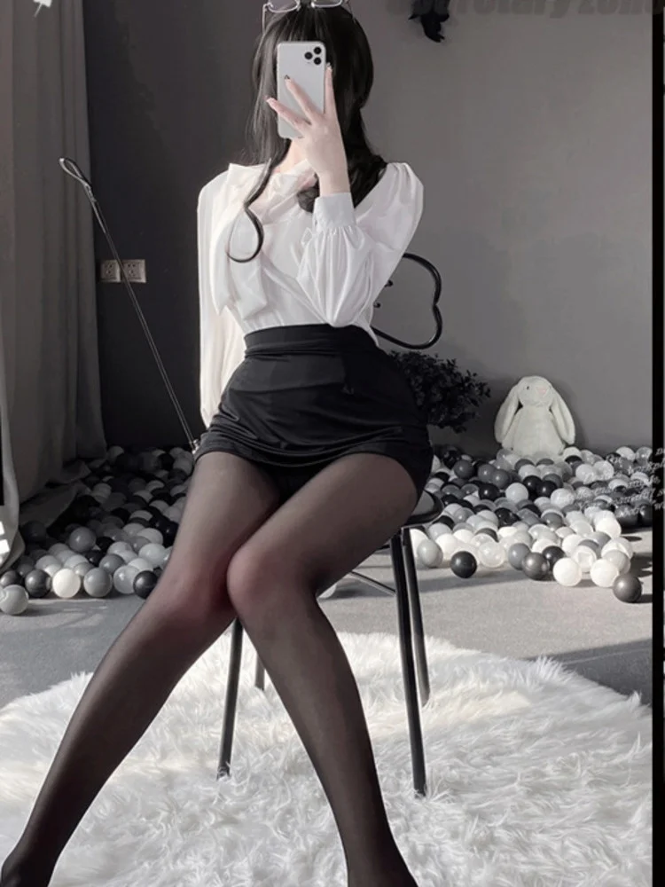 

Горячая Распродажа TVVOVVIN Сексуальная Косплей-Униформа секретаря офисной служанки сетчатая рубашка для учителей мини-платье Короткое тонко...