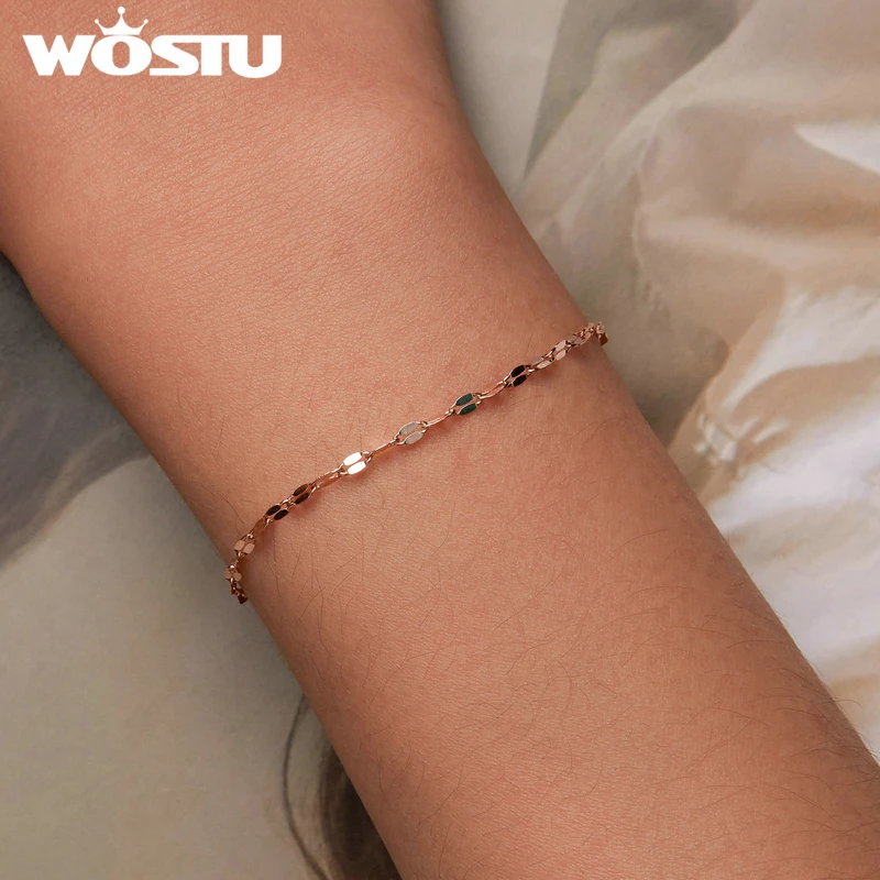 Женские классические браслеты-цепочки WOSTU из стерлингового серебра 925 пробы с