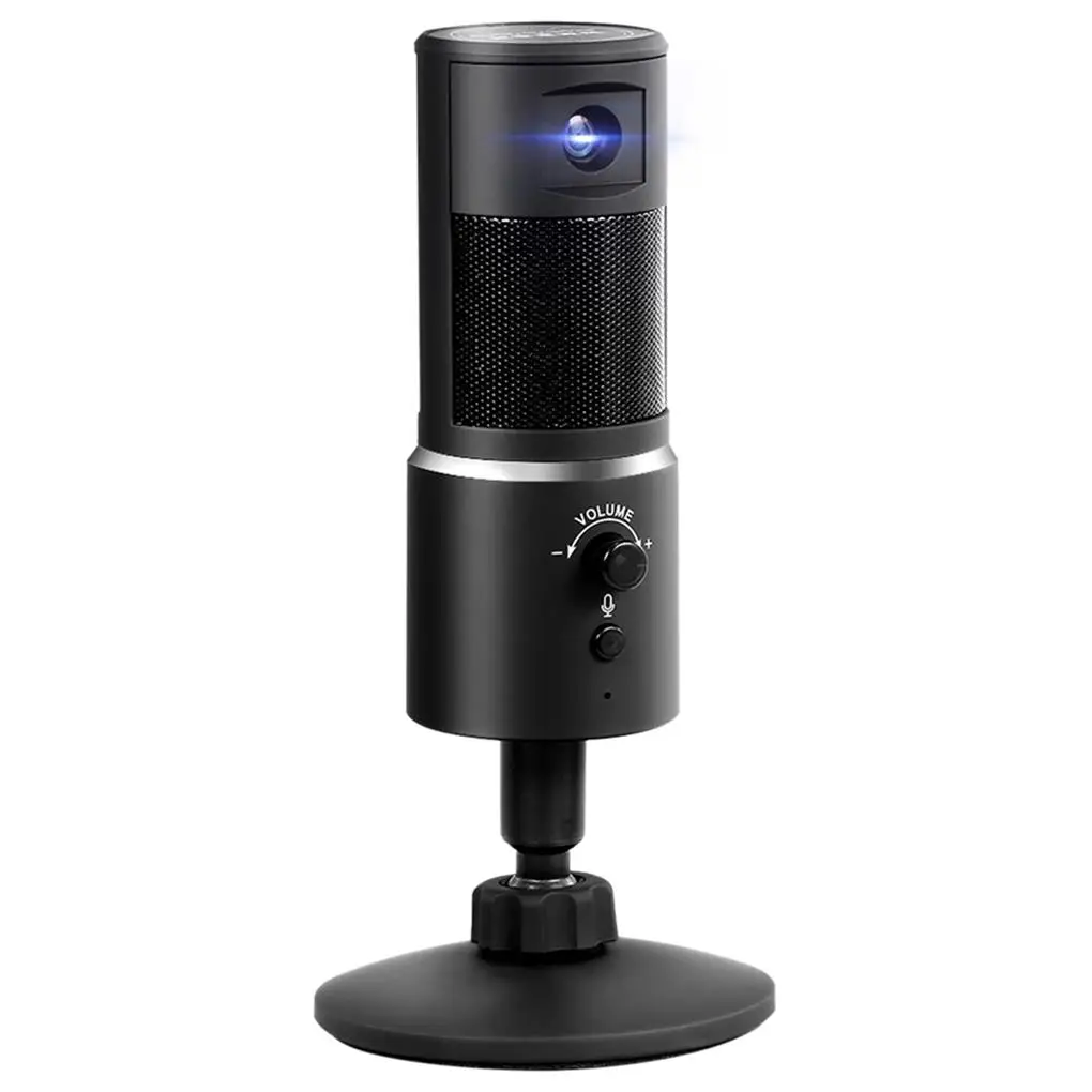 Digital Video Microphone Condenser Recording Microphone + 1080P Camera Hi-Fi Stereo Microphone Plug and Play Black