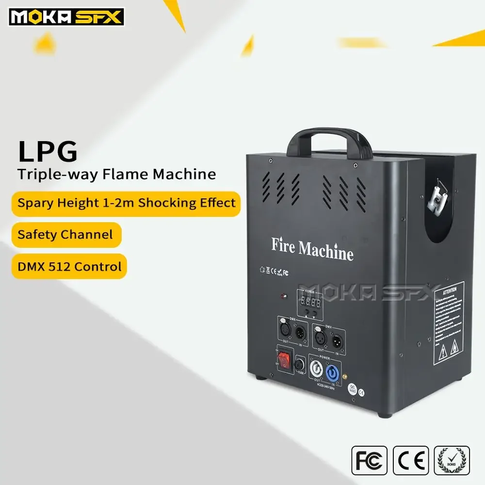 MOKA SFX 3-головочный DJ Flame Machine LPG Fire Projector DMX Control для спецэффектов Сценическое