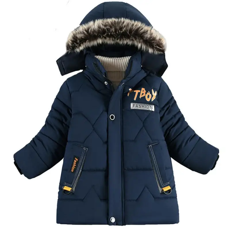 

Winter Boys Warm Hooded Boys Boys Fur Collar Autumn And Winter Childrens Clothing