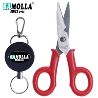 fishing scissor accessories retractable badge holder stainless steel electrician portable scissors plier cut pe braid line tools