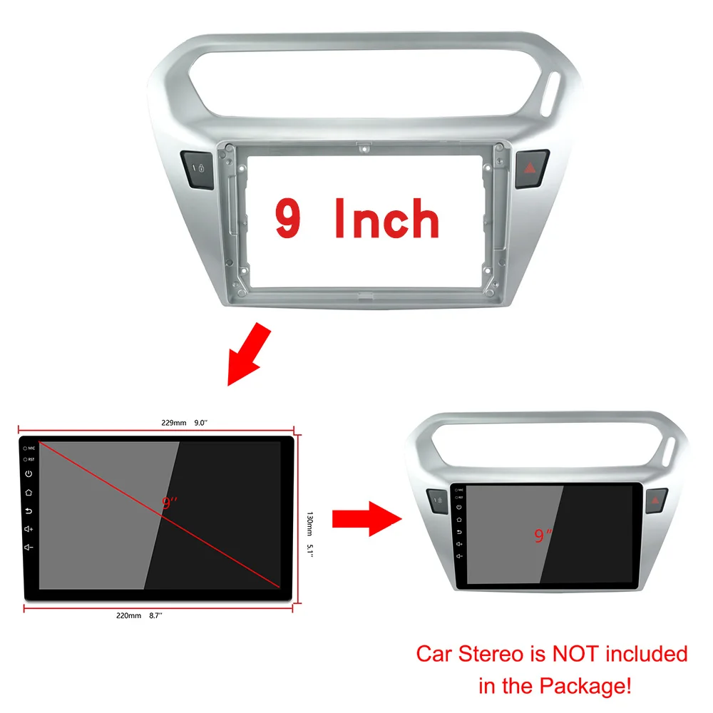 Автомобильная рамка для Citroen ELYSEE 2014-2018 9 дюймов двойная Din панель Fascia ДЛЯ PEUGEOT 301