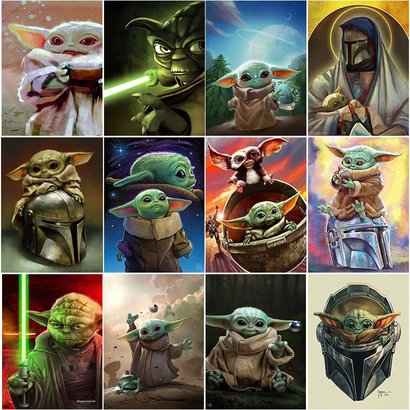 

Алмазная 5D картина из мультфильма «Звездные войны», «Baby Yoda», полностью круглая Алмазная мозаика «сделай сам», алмазная вышивка, украшение д...