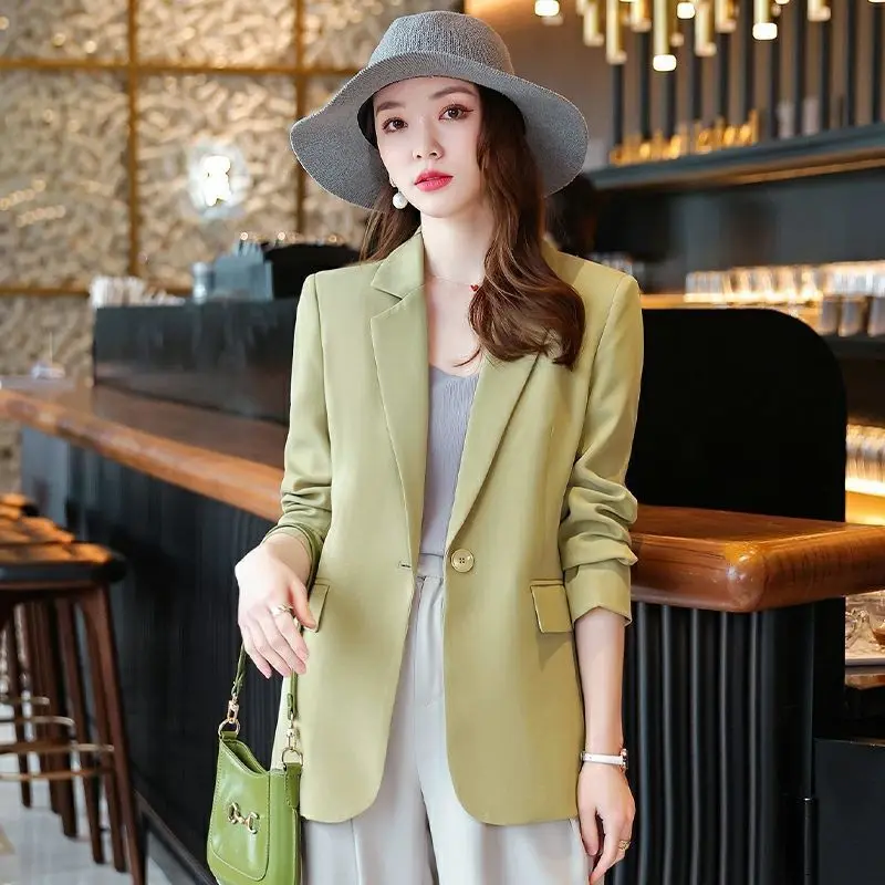 Осенний однотонный элегантный Блейзер Женская куртка в английском стиле