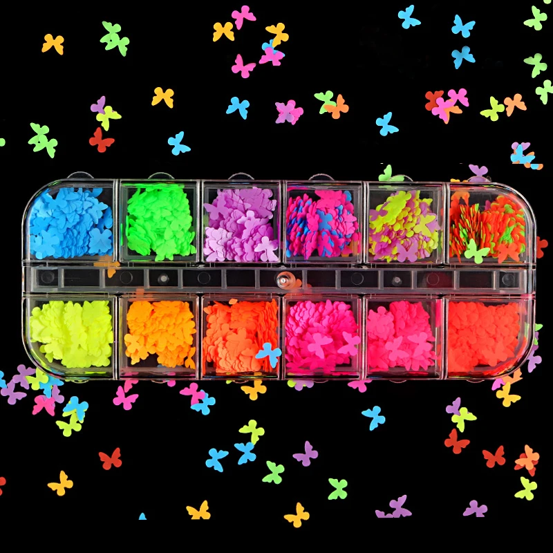 

Fluorescent Butterfly Sequin Epoxy Resin Filling Glitter Flakes Silicone Mold Fillers Slime Slices Jewelry Making Nail Art Tools