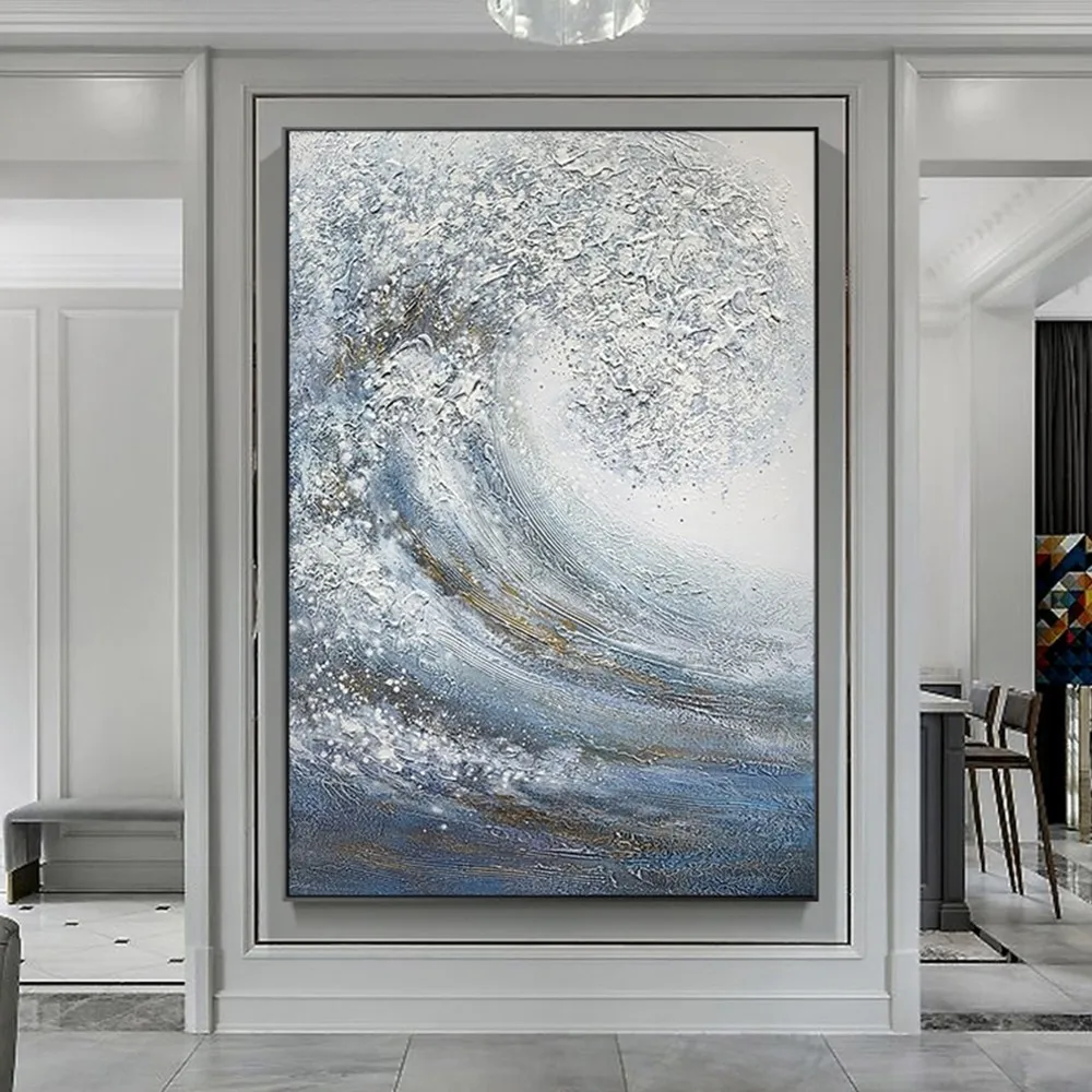 

Huge Waves Oil Painting Abstract Handmade Canvas Decorative Mural Unframe Acrylic Hanging For Living Room Bedroom Wall Art