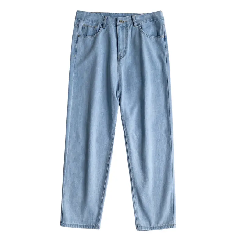 New Streetwear Baggy Jeans Men Korean Fashion Loose Straight Wide Leg Pants Male Brand Clothing Black Light Blue Man Women Pants